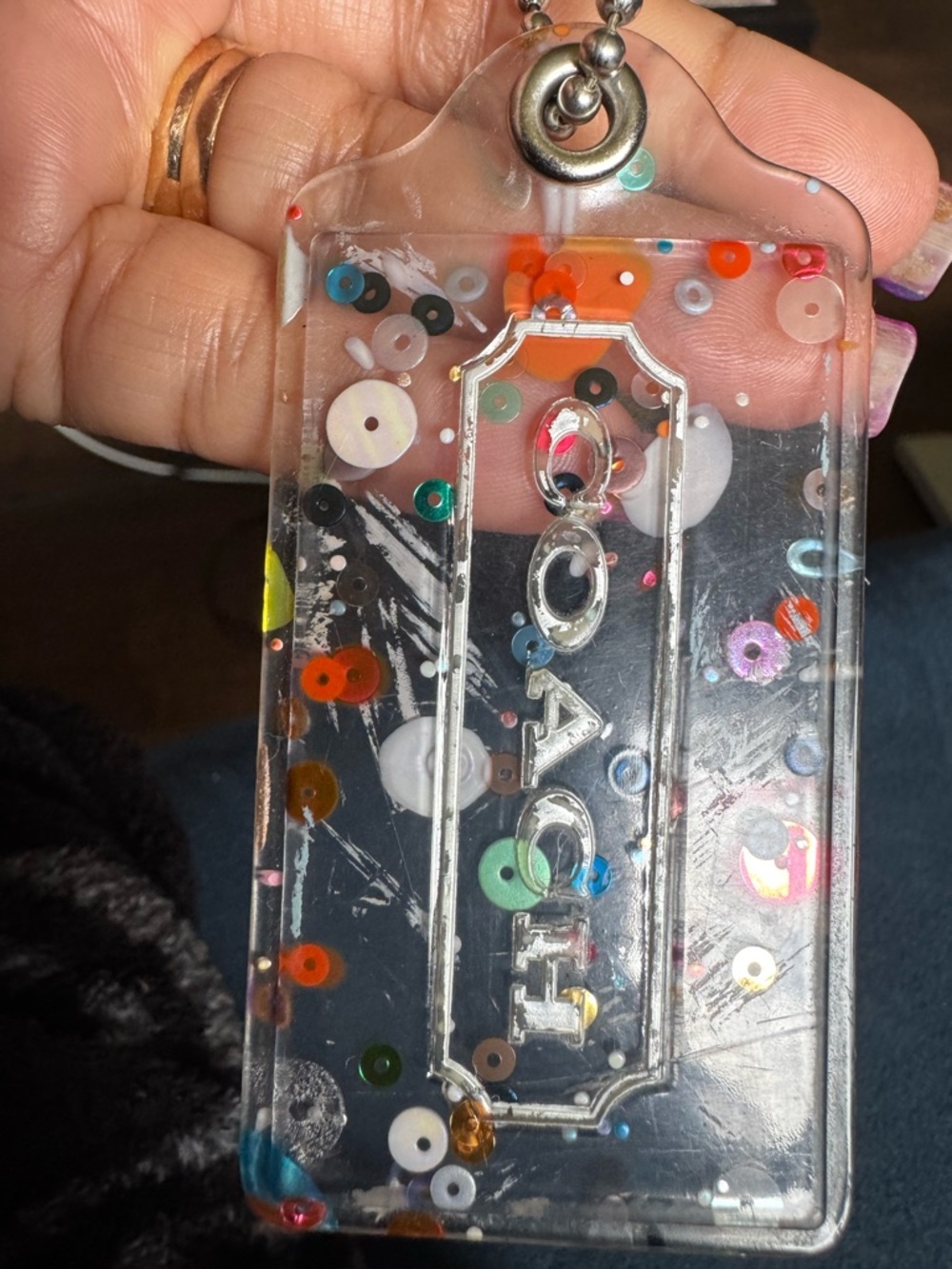 Coach 3” Poppy Clear Confetti Hangtag - Picture 2 of 5